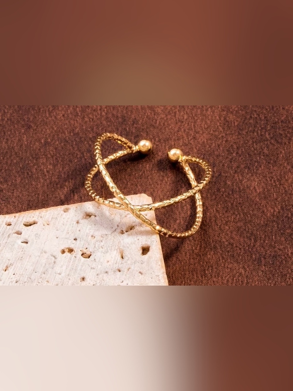 Cross-Faceted Gold-Tone Alloy Metal Adjustable Toe Ring | NWT